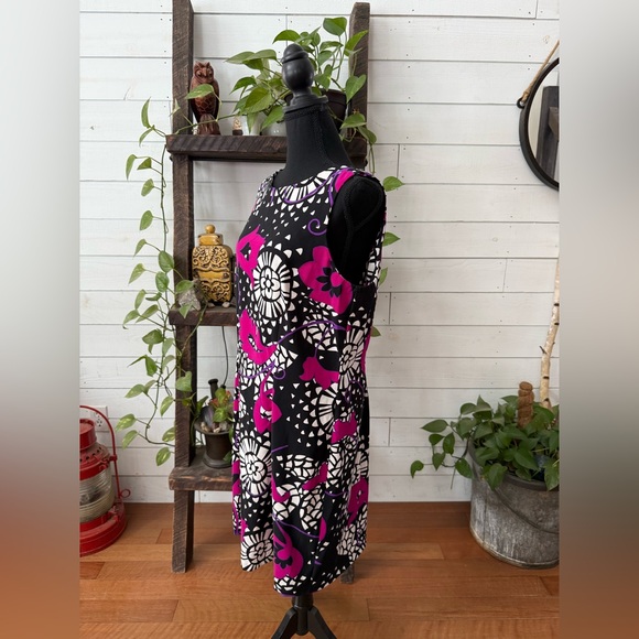 Dress Barn Floral Sleeveless Black, White, Pink and Purple Dress Size 16 - Picture 7 of 17